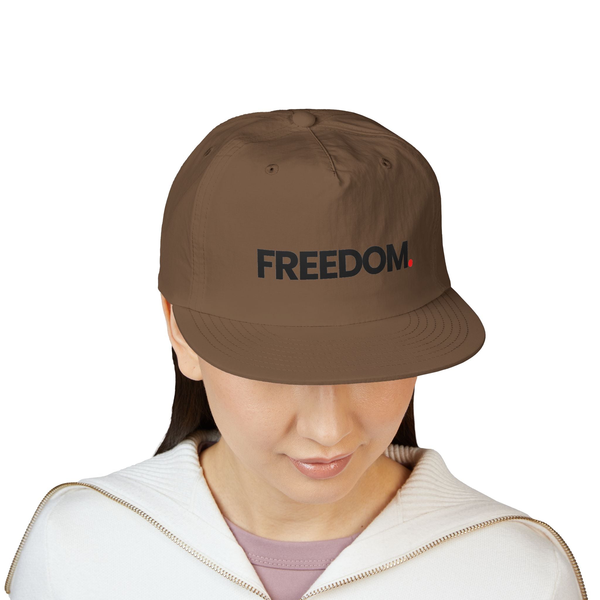 Freedom Surf Cap — Minimalist White Surf Hat with 'FREEDOM.'