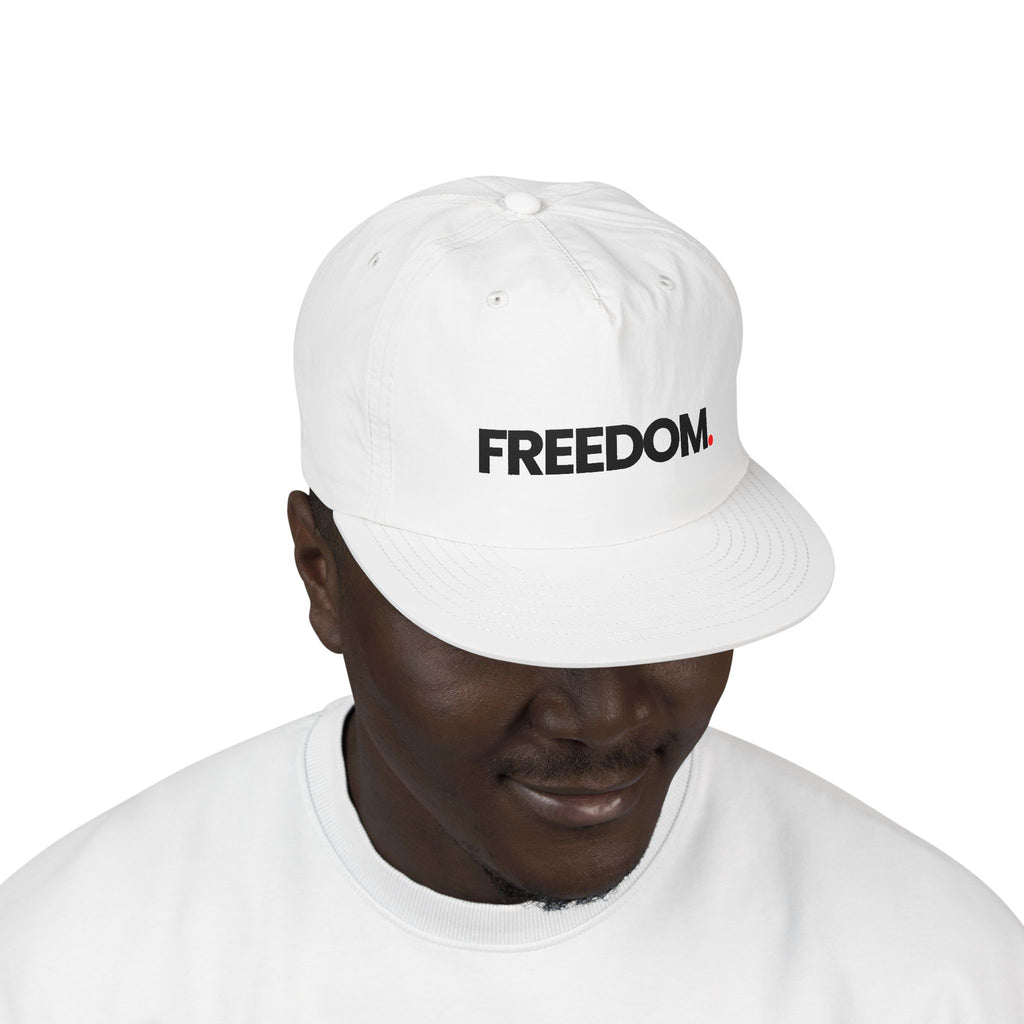 Freedom Surf Cap — Minimalist White Surf Hat with 'FREEDOM.'