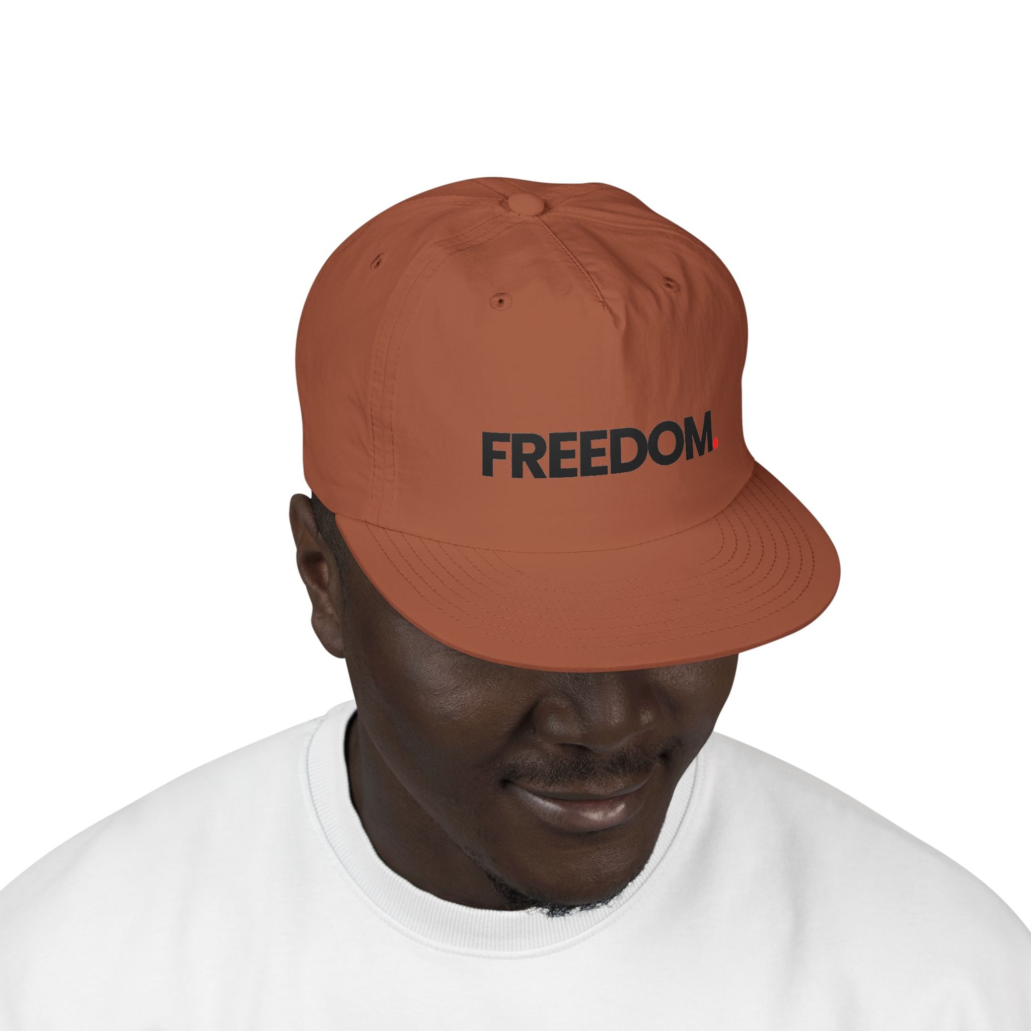 Freedom Surf Cap — Minimalist White Surf Hat with 'FREEDOM.'