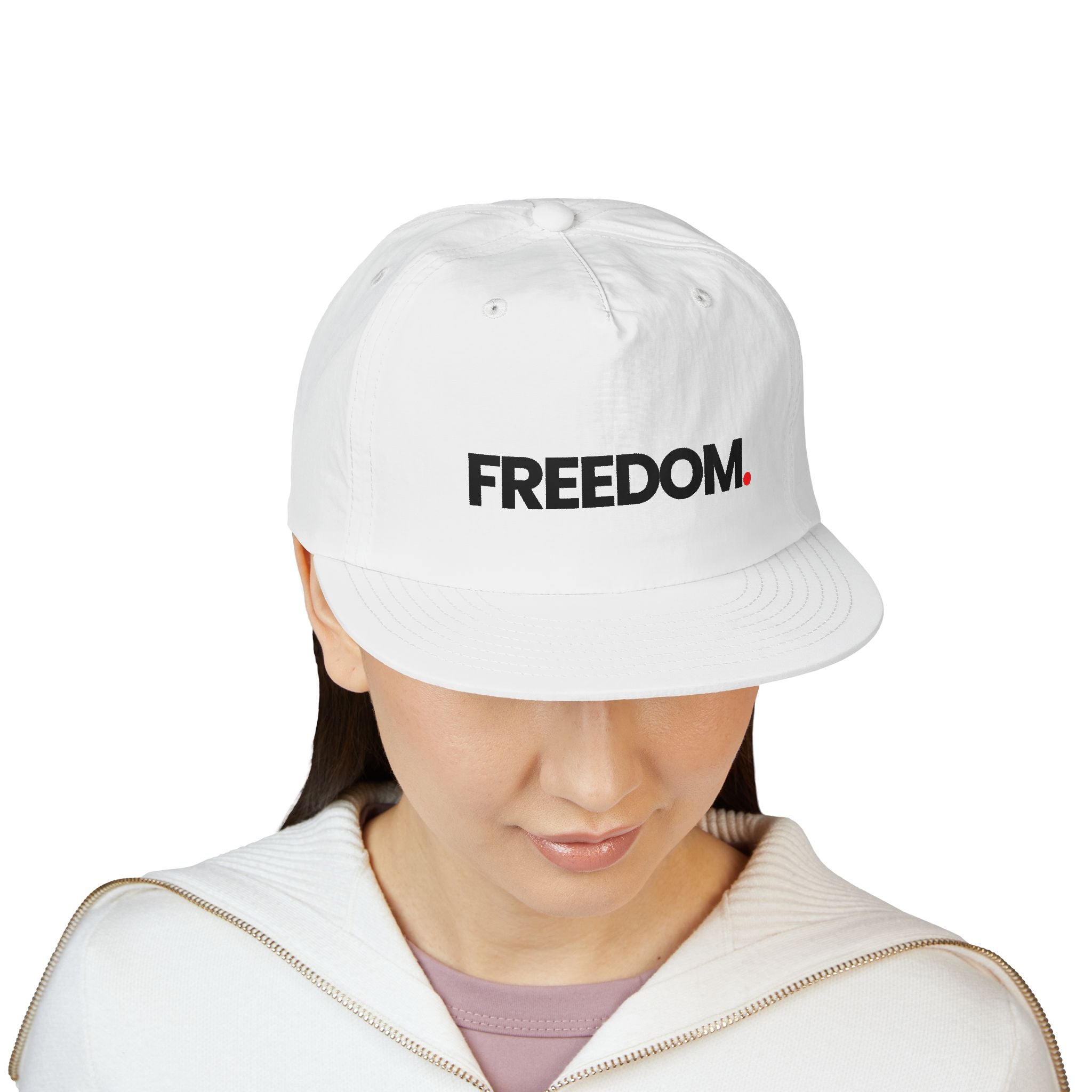 Freedom Surf Cap — Minimalist White Surf Hat with 'FREEDOM.'