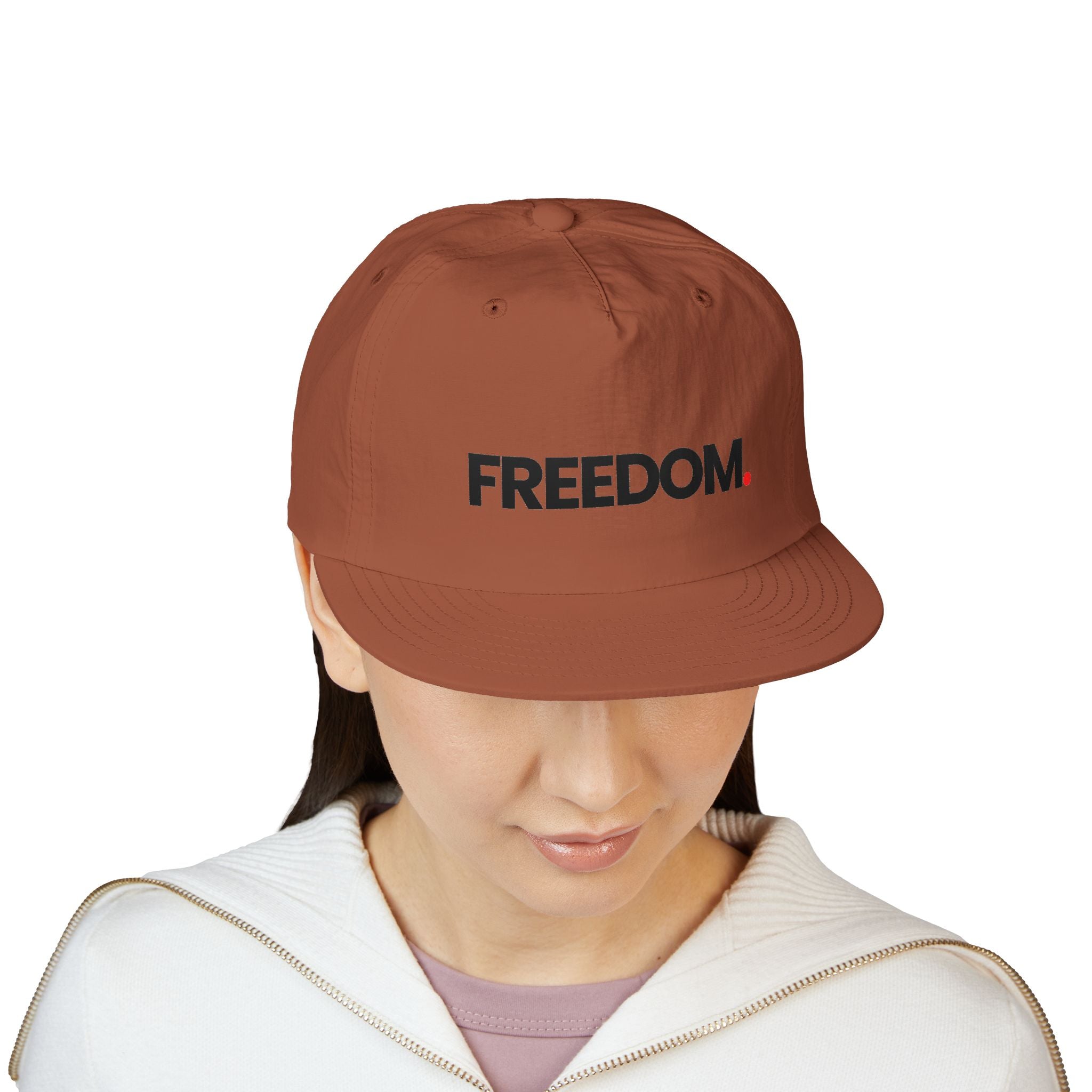 Freedom Surf Cap — Minimalist White Surf Hat with 'FREEDOM.'