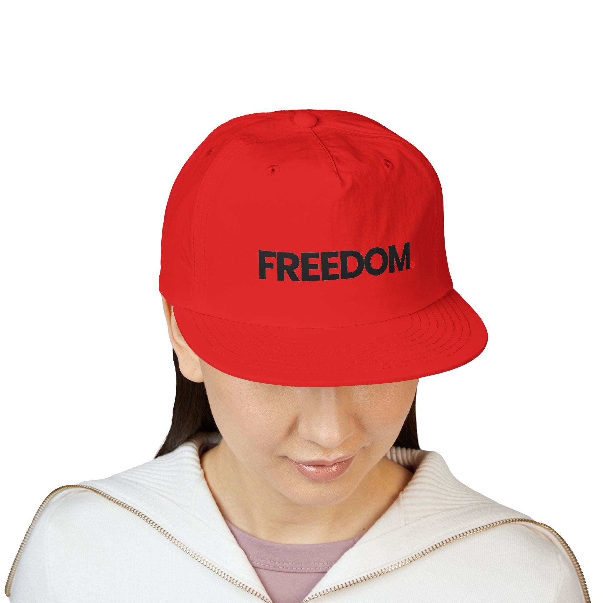 Freedom Surf Cap — Minimalist White Surf Hat with 'FREEDOM.'