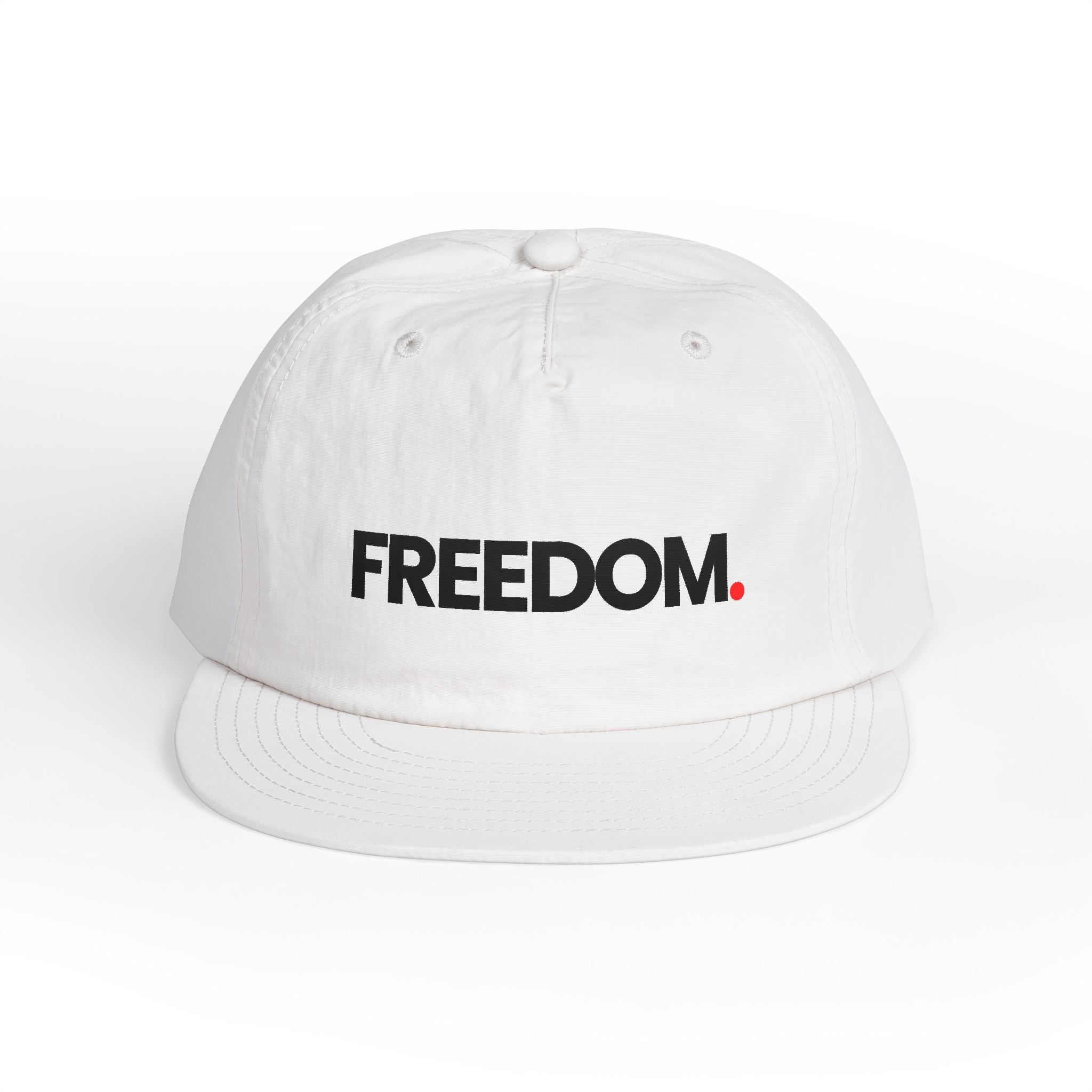Freedom Surf Cap — Minimalist White Surf Hat with 'FREEDOM.'