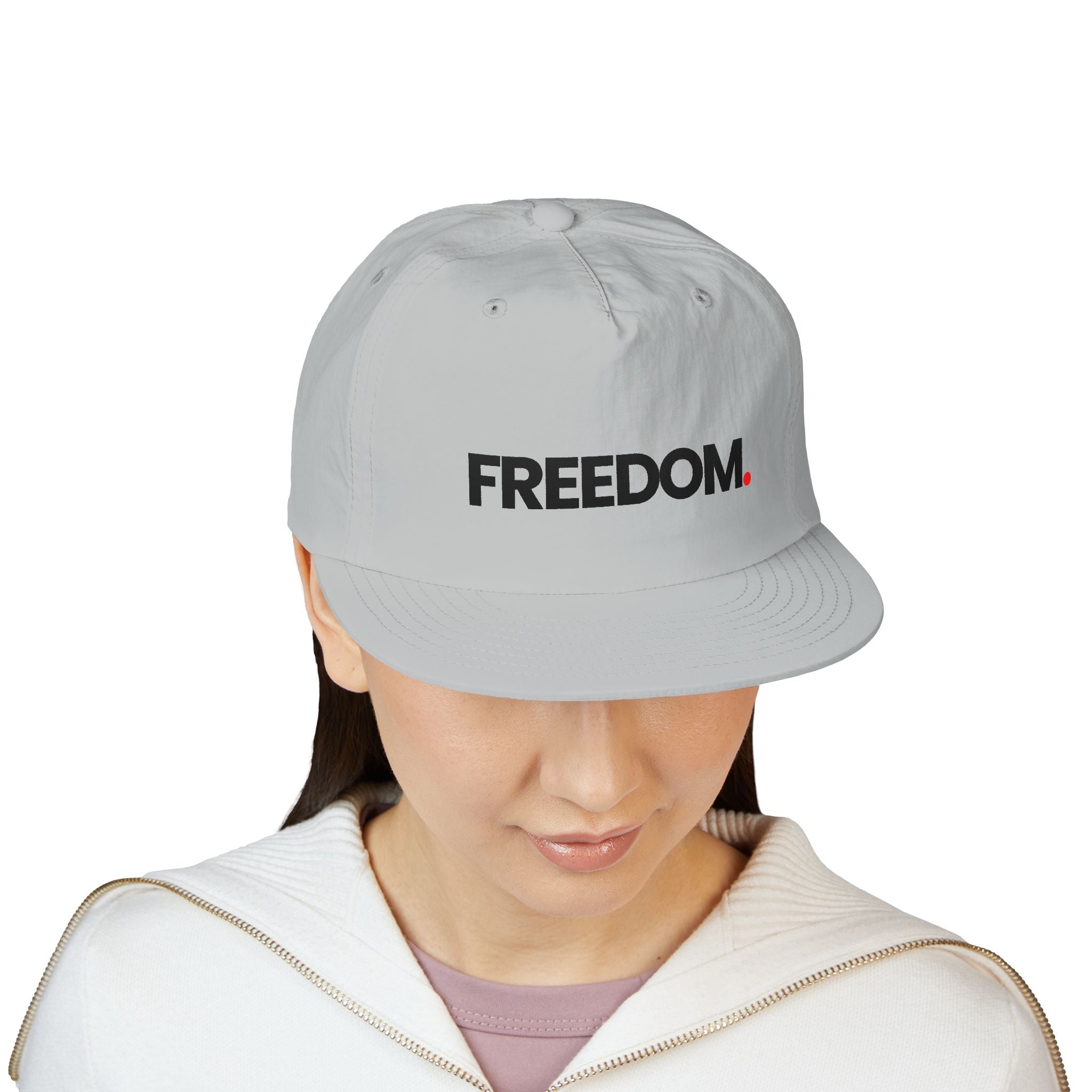 Freedom Surf Cap — Minimalist White Surf Hat with 'FREEDOM.'