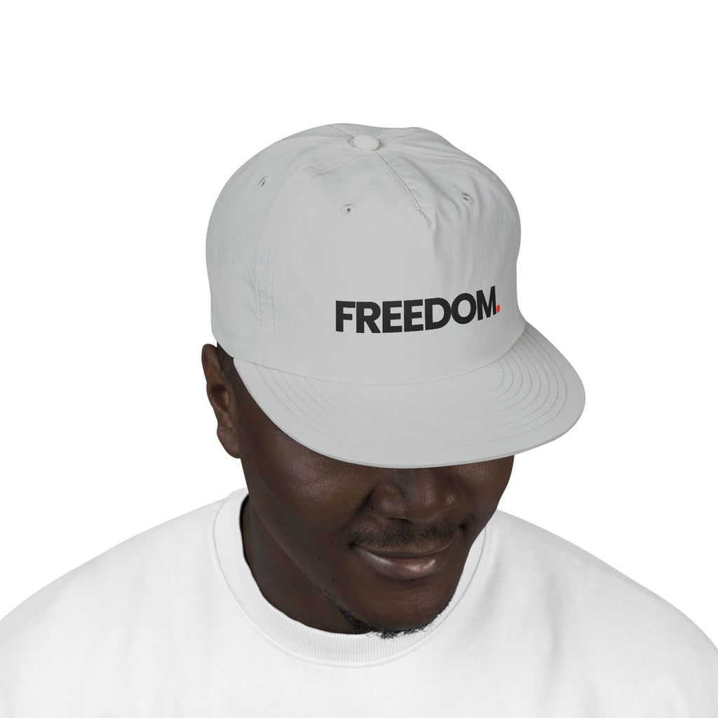 Freedom Surf Cap — Minimalist White Surf Hat with 'FREEDOM.'