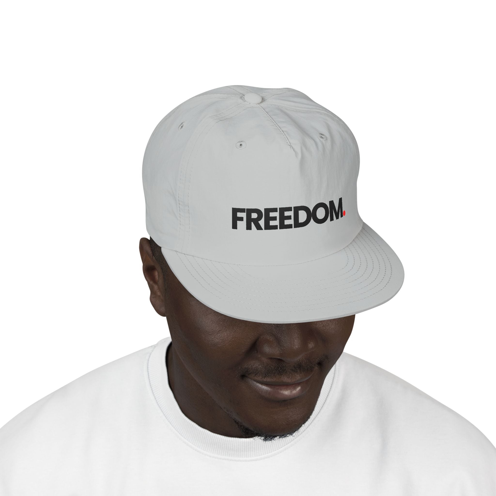Freedom Surf Cap — Minimalist White Surf Hat with 'FREEDOM.'